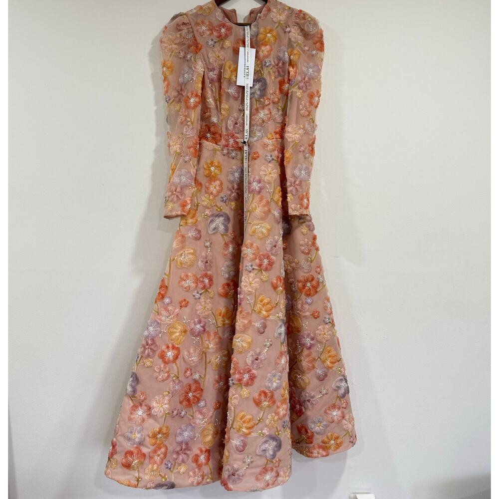 NEW NWT Anthropologie Helsi Tessa Long-Sleeve Appliqué Sunset Yellow Dress S - Picture 5 of 11